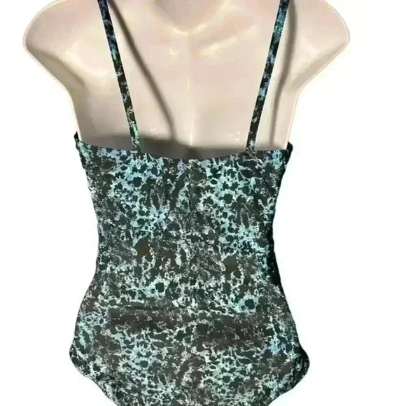 NWOT Speedo One-piece  Abstract Blue Black‎ Printed Swimsuit Size 10 - Picture 2 of 5